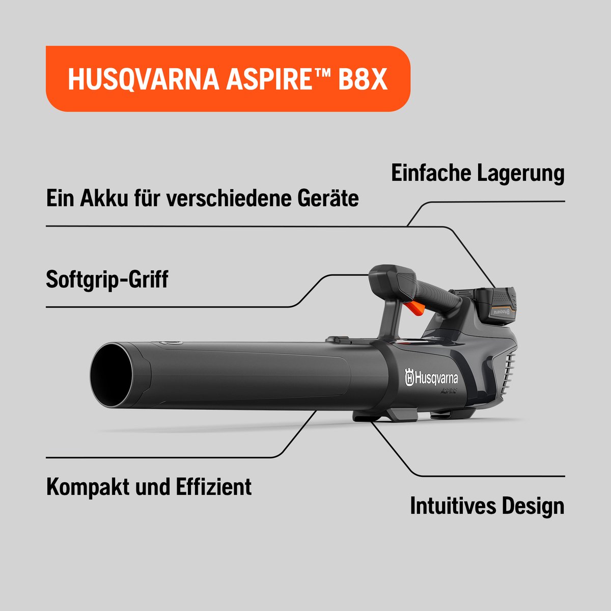 Husqvarna Aspire™ Bladblazer B8X-P4A met accu en lader – foto 6