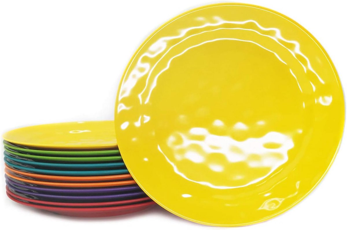 Set van 12 Breukvaste Melamine Dinerborden - Lichtgewicht en Dagelijks Gebruik