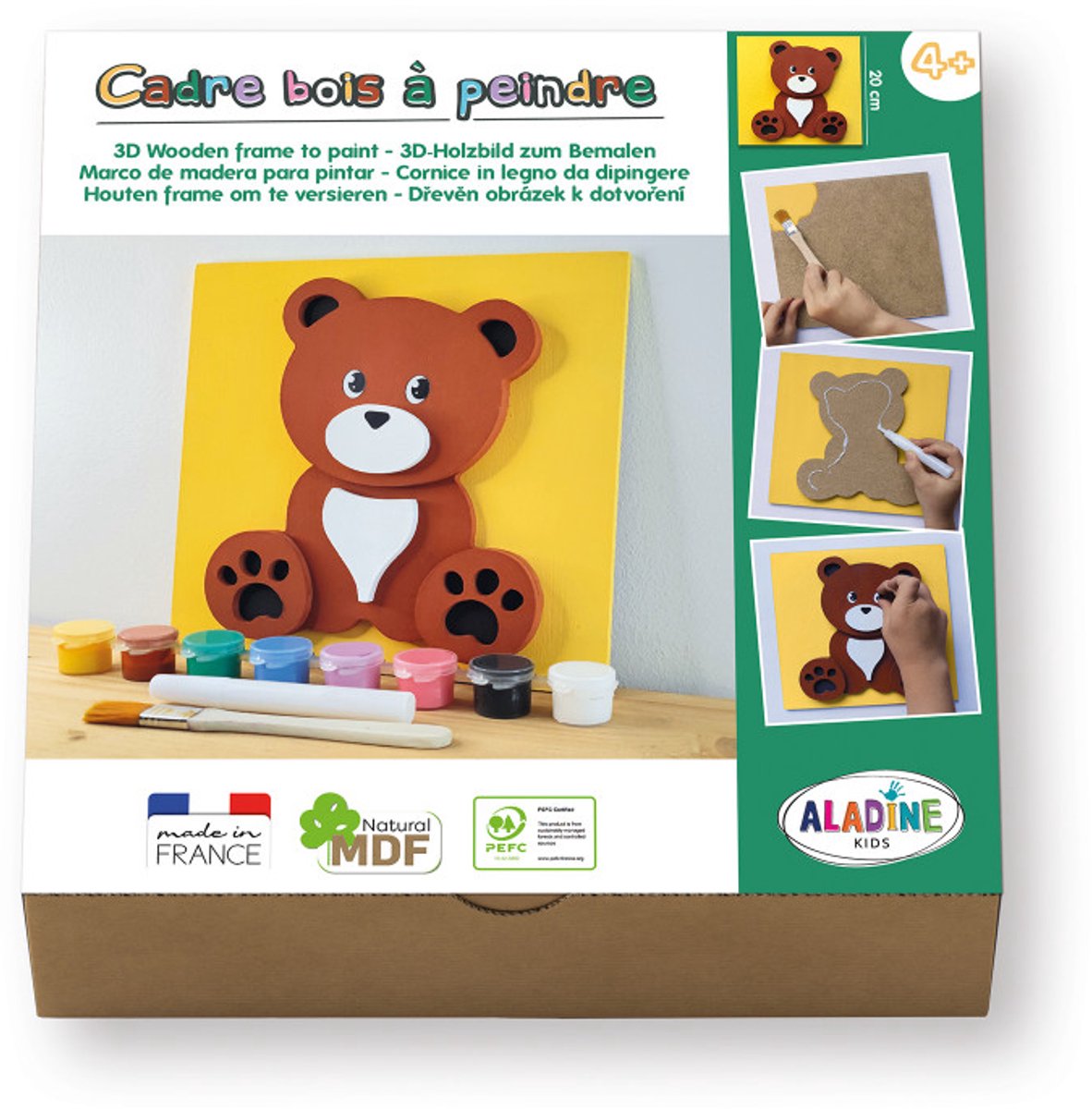 Aladine 3D schilderij knutselset - teddy beer van MDF en verf.