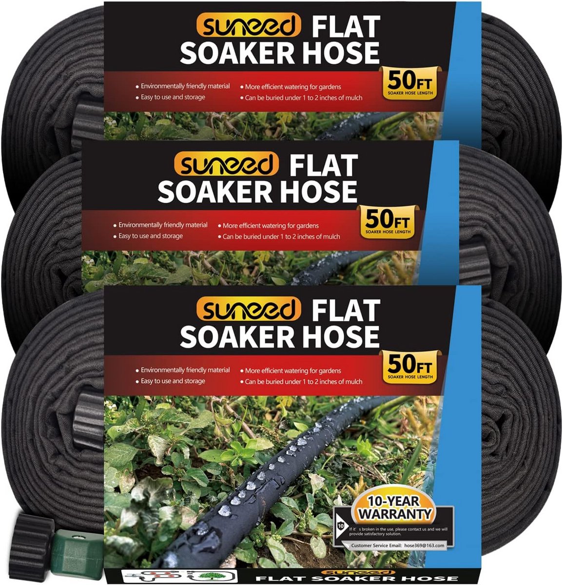 3-Pack Platte Tuinslang 15,2m - Efficiënte Druppelirrigatie voor Tuinbedden