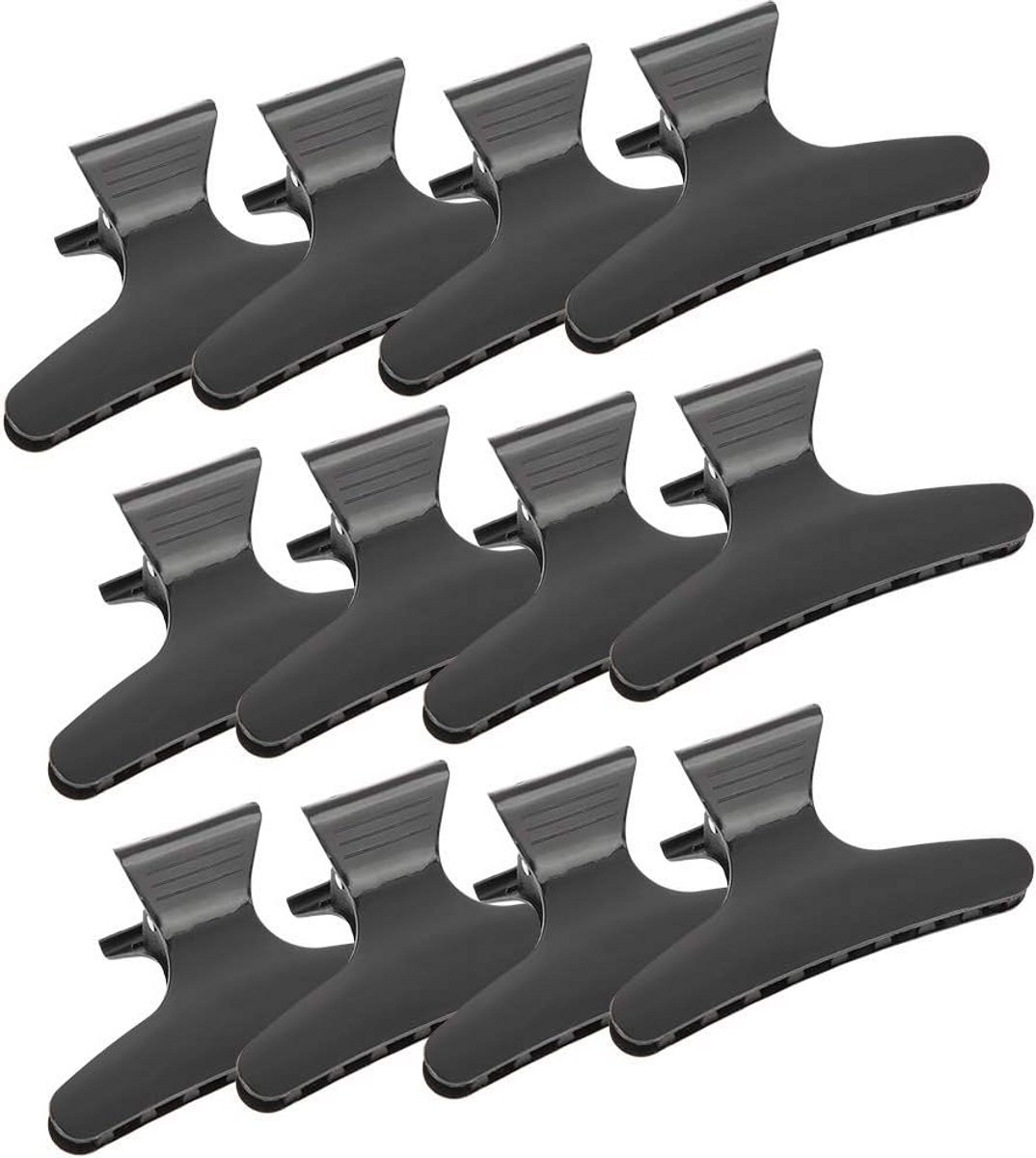 12x Zwarte Haarclips Professioneel Klemmen voor Knippen en Stylen