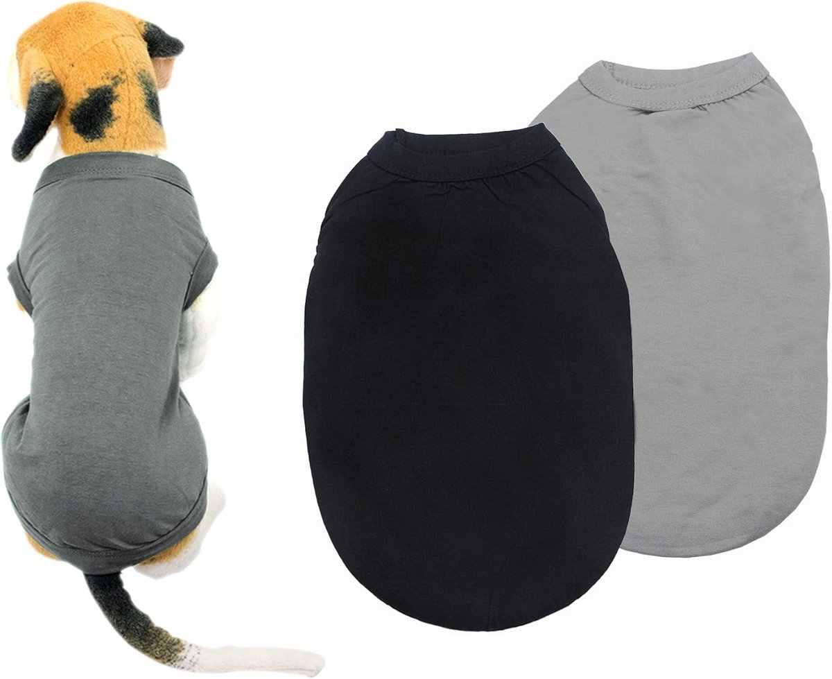 Set van 2 Katoenen Honden T-Shirts - Zacht en Ademend Hondenkleding voor Kleine tot Middelgrote Honden en Katten