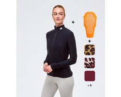 Mountain Hero Rugbeschermer Wintersport Dames – Uitwisselbare Beschermingspad – Set met 2 Skipullys Zwart en Snow Leopard – Ski en Snowboard - XS