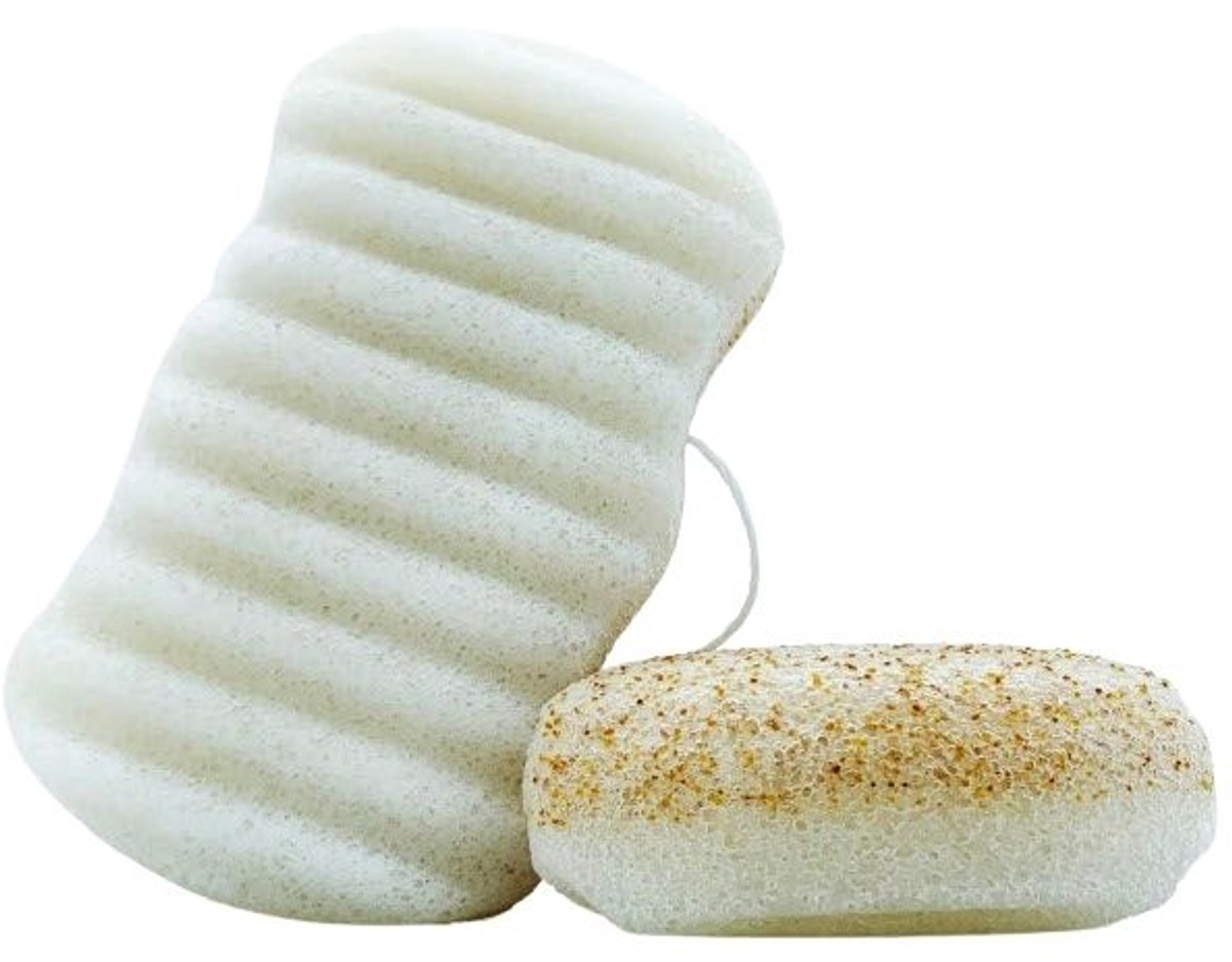 Konjac lichaam scrub spons met walnootschil - plantaardige en biologisch afbreekbare spons 1st