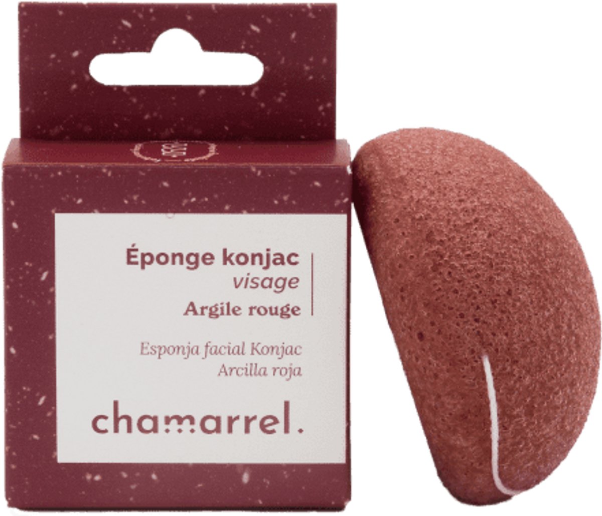 Konjac gezicht spons met rode klei - plantaardige en biologisch afbreekbare spons 1st