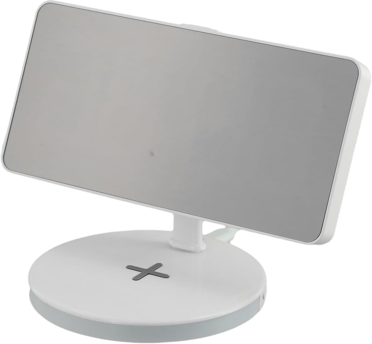 Spiegelwekker met Oplader - Digitale Klok LED - Wakker Worden - Draadloos Laden RGB - 17.5x11.5x11 cm - Wit