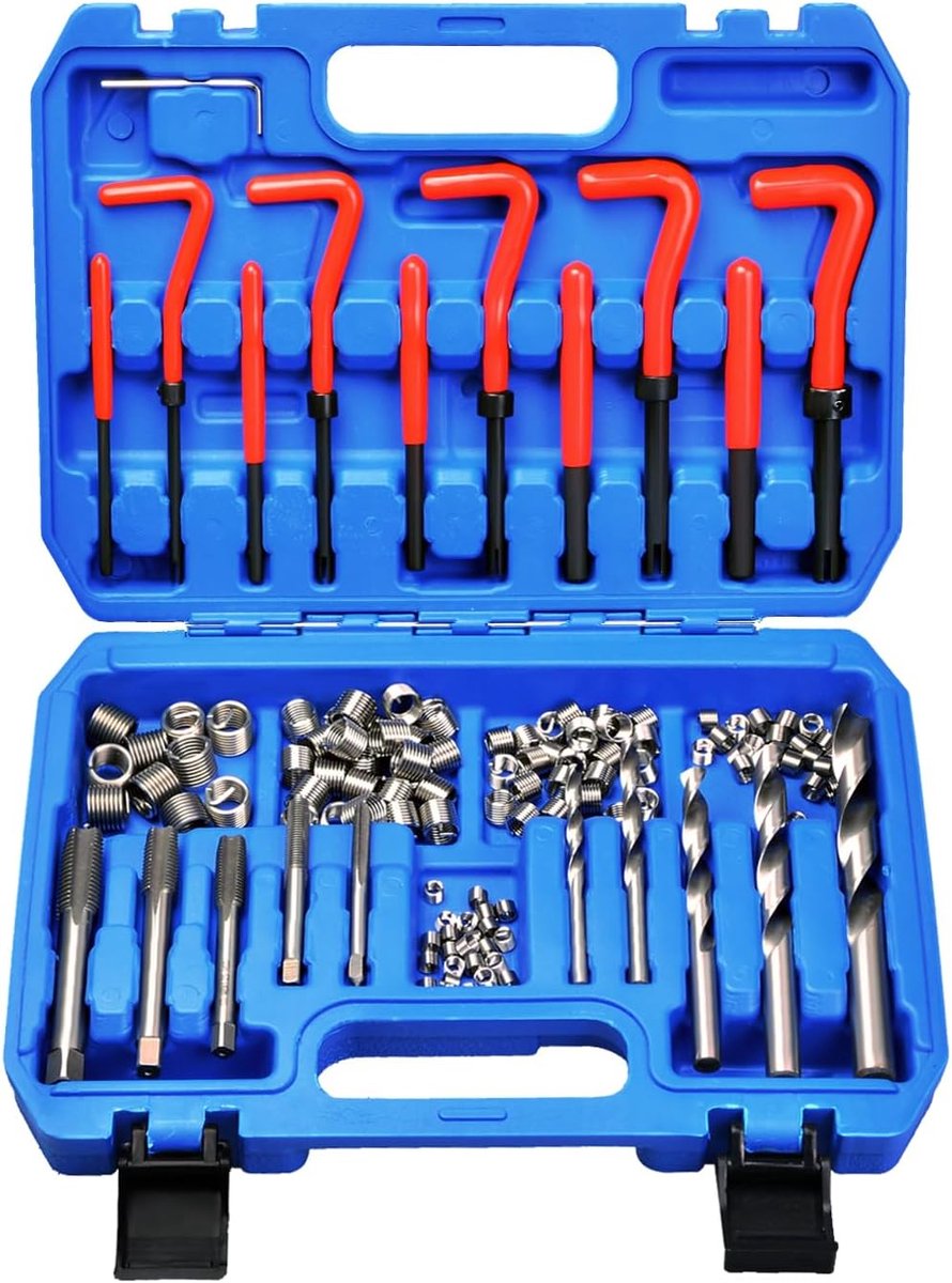 Schroefdraadreparatieset - Schroefgat Herstel - Metrisch Schroefdraad - 131 Delige Kit - M5 Tot M12 - Rood