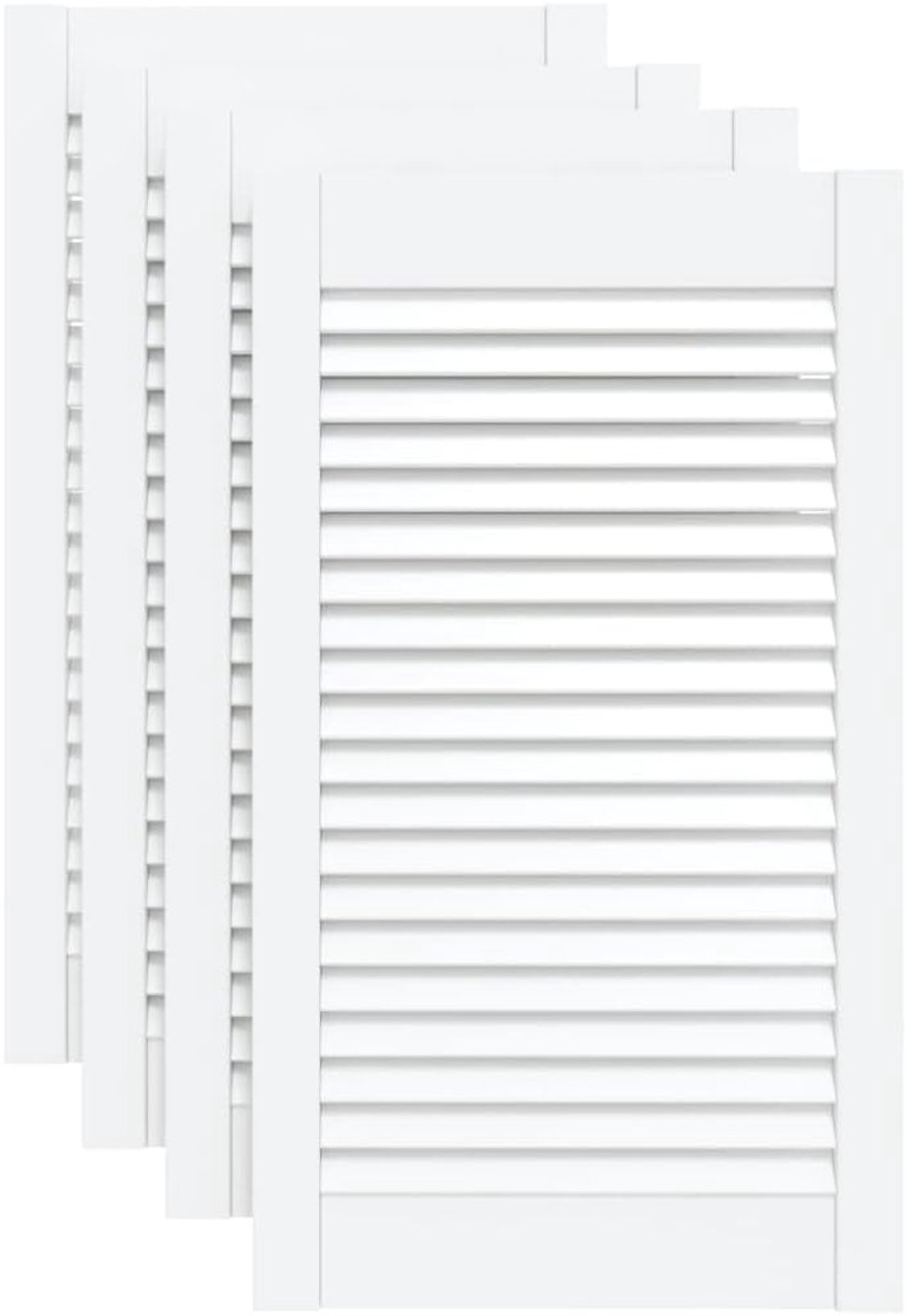 Louvredeuren 4 stuks - Kastdeuren lamellen - Luchtcirculatie verbeteren - Massief grenenhout - 69x394 cm - Wit