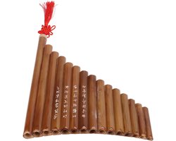 Flûte de Pan Bambou - Instrument à vent - Musique - 15 Tuyaux Réglables - 33 x 26 x 6 cm - Bois Naturel