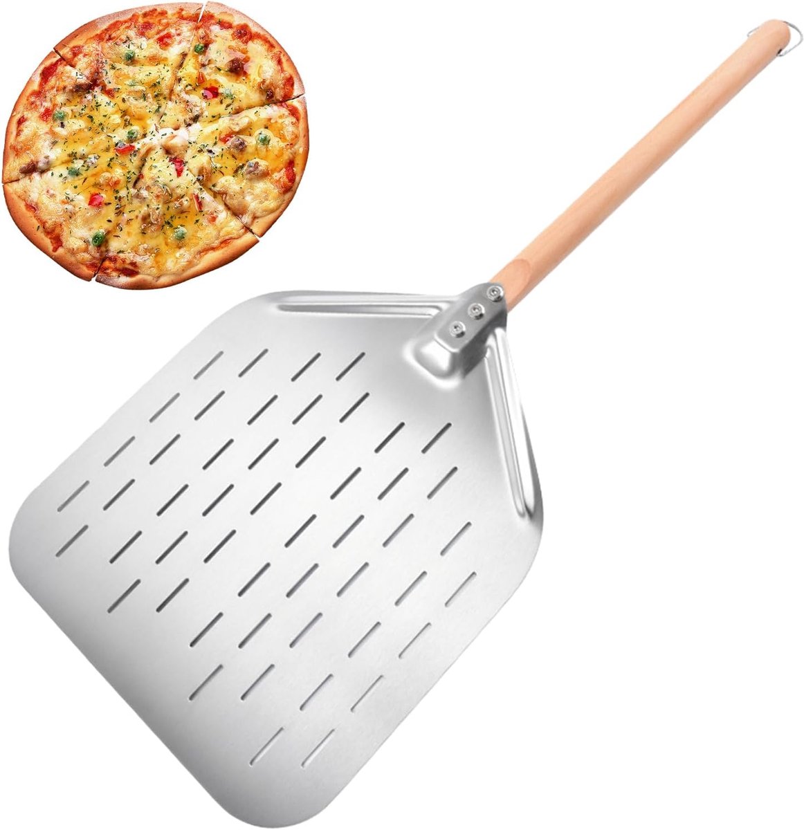 Pizzaschep - Pizzaschuiver - Pizza Bakken - Afneembare Handgreep - 40 x 30 cm - Zilverkleurig