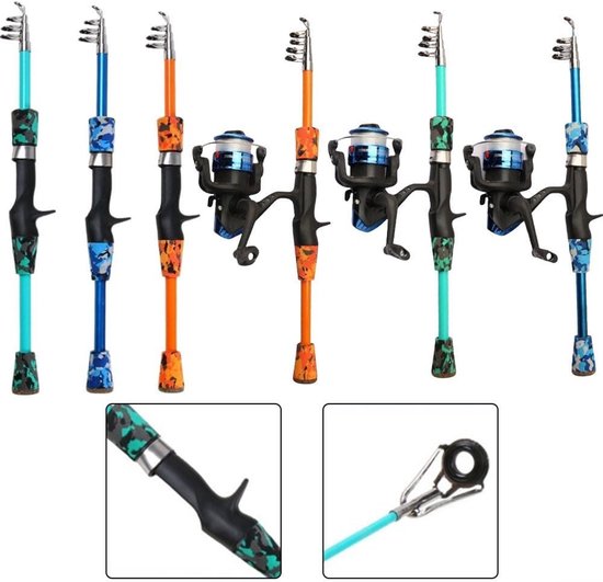Telescopische Hengel - Reishengel Set - Kinderen Vissen - Compleet Met Aas - 130cm tot 1.8m - Oranje — afbeelding 2