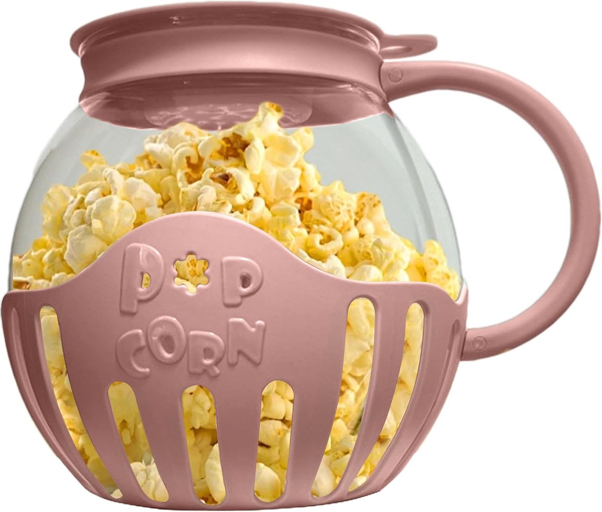 Popcorn Kom - Magnetron Popcorn - Snacks Maken - Met Handgrepen - 2 Liter - Roze