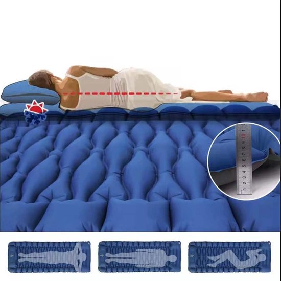 Kampeer Slaapmat - Luchtbed Outdoor - Comfortabel Slapen - Snelle Voetpomp - 193x60x5 cm - Blauw — afbeelding 5