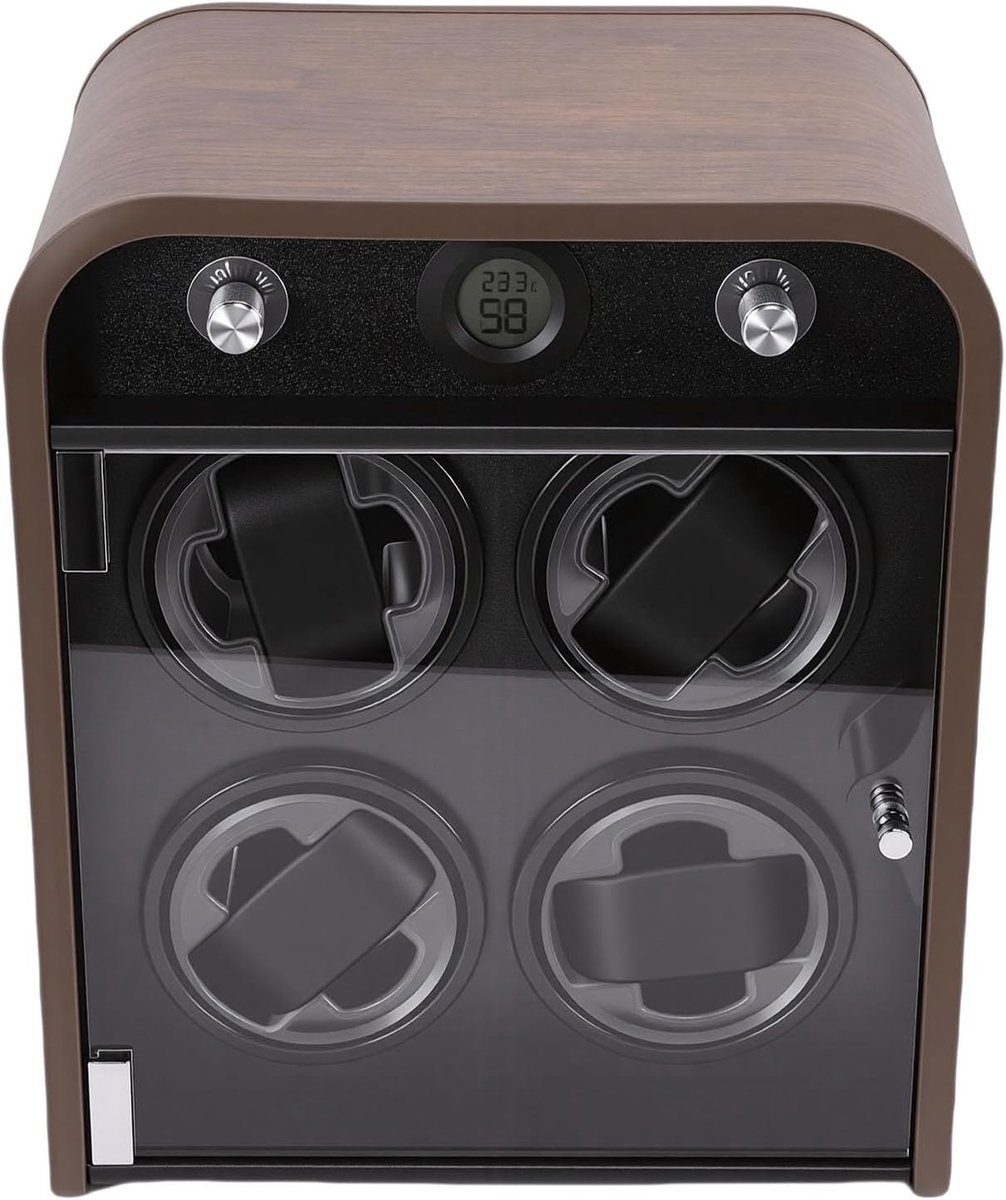 Horloge Winder - Automatische Opberger - Horloge Onderhoud - Stille Werking 10dB - 36x32x25 cm - Houtnerf