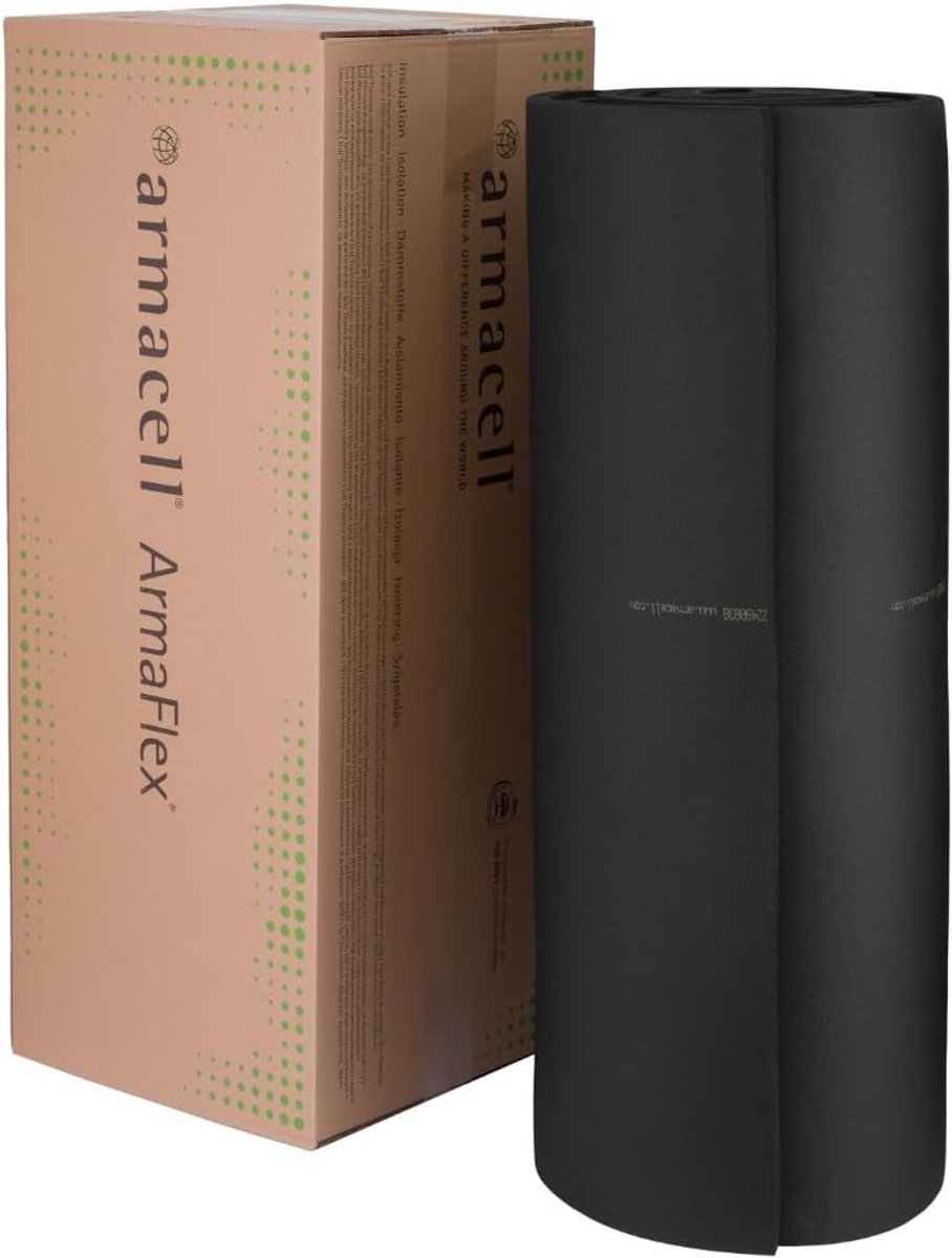 Isolatiemat Rubber - Isolatie Rubber - Warmte Isoleren - Gesloten Cellen Structuur - 9mm 10m x 1m - Zwart