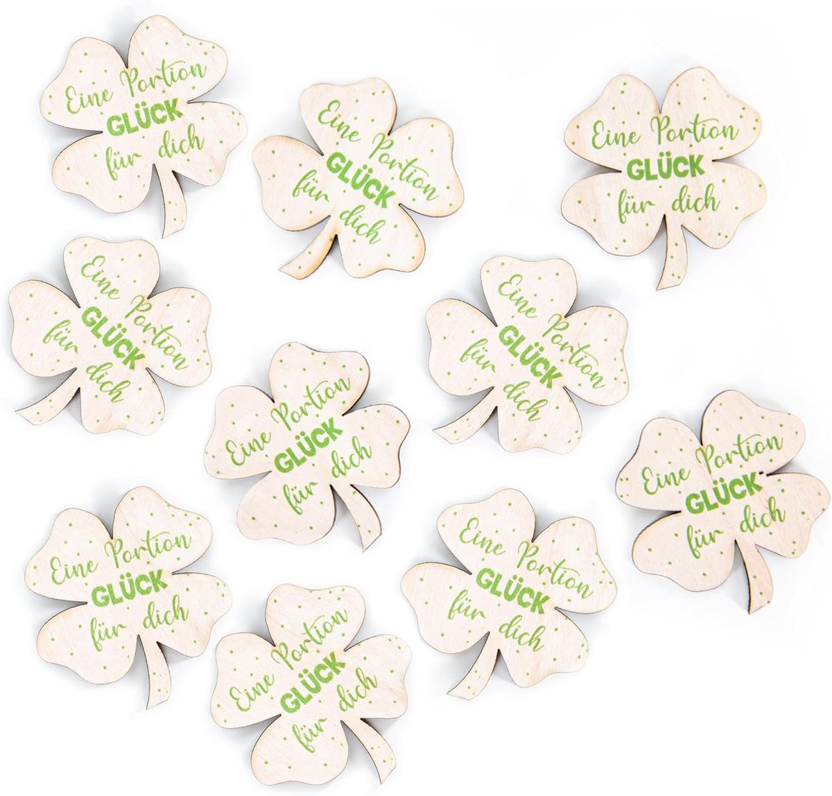 Kleine Geluksbrengers - Houten Klavers - Kleine Cadeautjes - Natuurlijk Hout - 4 cm - Natuurlijk