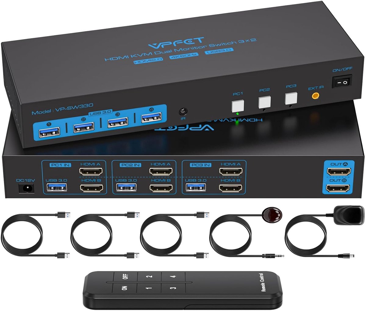KVM Switch - Multi PC Switch - Twee Monitoren Delen - 4K 60Hz Resolutie
