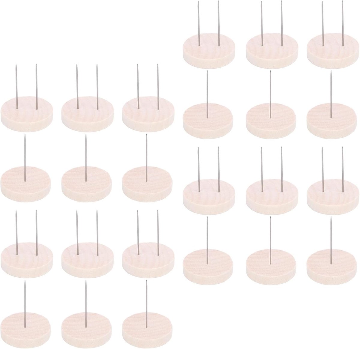 Poppenstandaard Set - Display Houders - Verzameling Tonen - Dubbele Naald Ontwerp - 4 cm Basis - Houtkleur