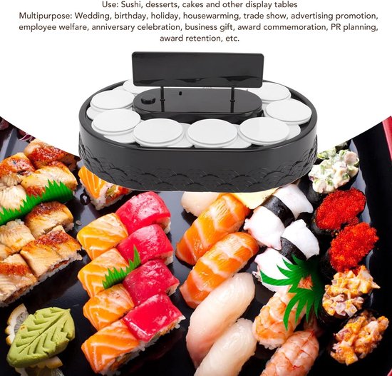 Sushi Machine - Dessert Presentatie - Feestelijke Tafeldekking - Automatisch Roterend - 30 x 21 x 6cm - Wit — afbeelding 3
