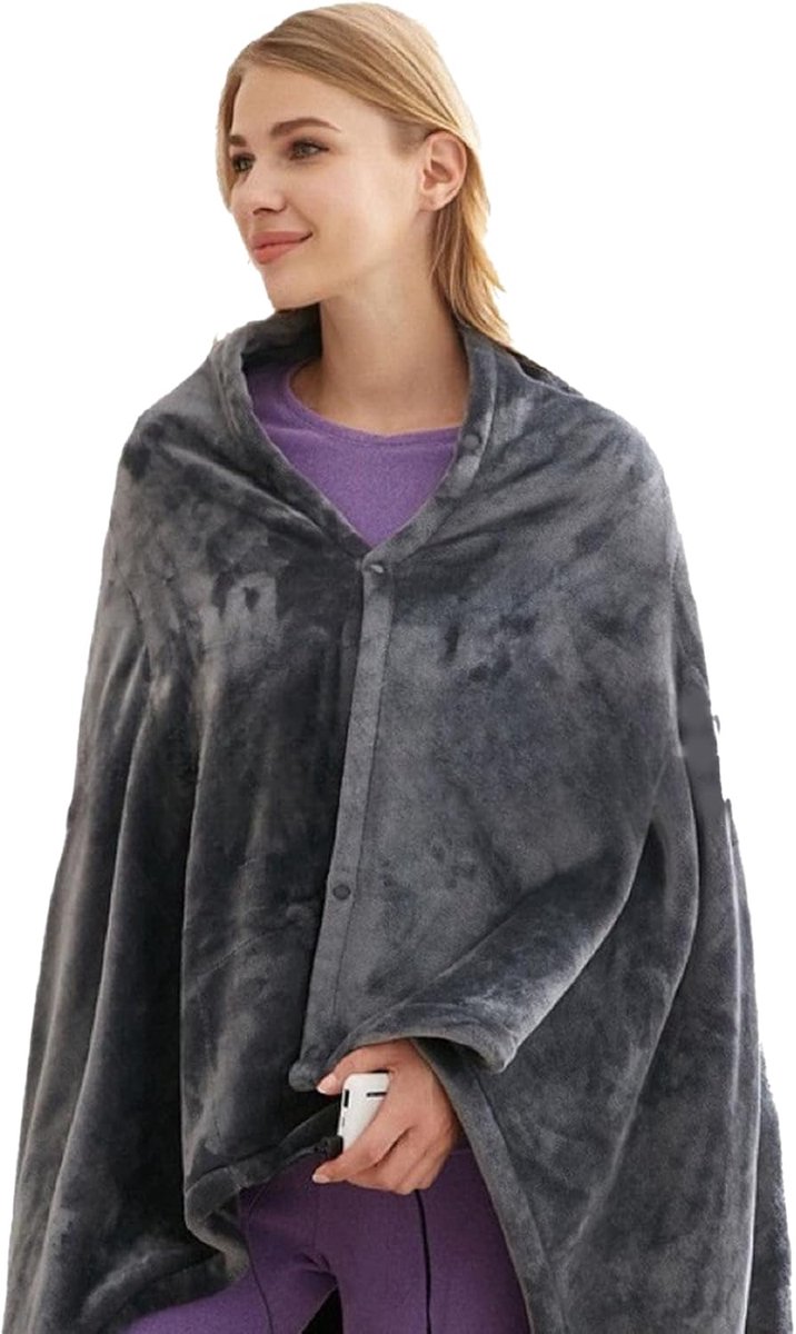 Verwarmde Deken - Elektrische Plaid - Comfort en Warmte - USB Oplaadbaar - 150 x 80 cm - Grijs