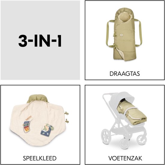 Baby Nest Voetenzak - Babynestje Draagzak - Voor Kinderwagen - 3-in-1 Functie - 85 x 40 cm - Teddy Fleece Groen — afbeelding 2