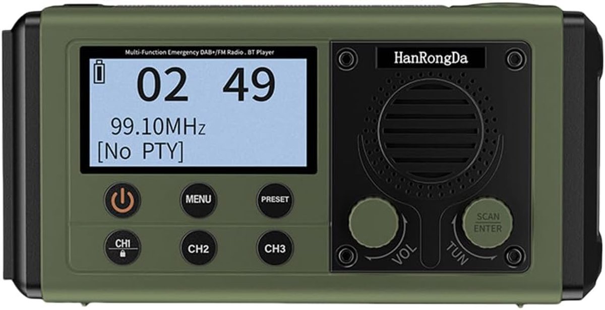 Draagbare Noodradio - Outdoor Radio Speaker - Camping Noodsituaties - 10000mAh Solar Crank - 9 x 9 x 19 cm