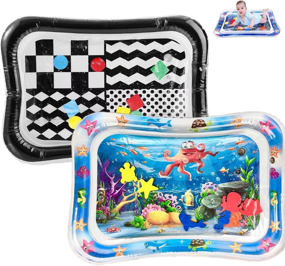 SVN® Waterspeelmat baby - Waterspeelgoed baby - Water speelmat baby - Blauw/Zwart - 16cm x 14cm x 9cm