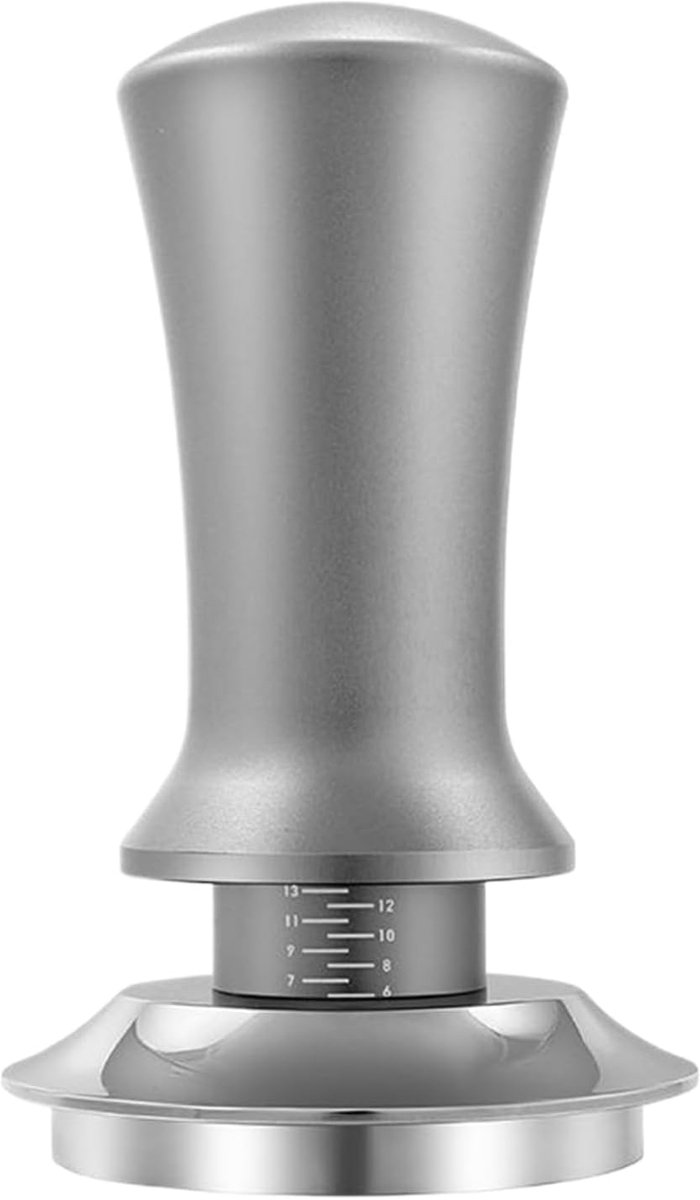 Koffietamper - Koffiepoeder Tamper - Koffiezetten - Instelbare Diepte - 53mm - Zilvergrijs