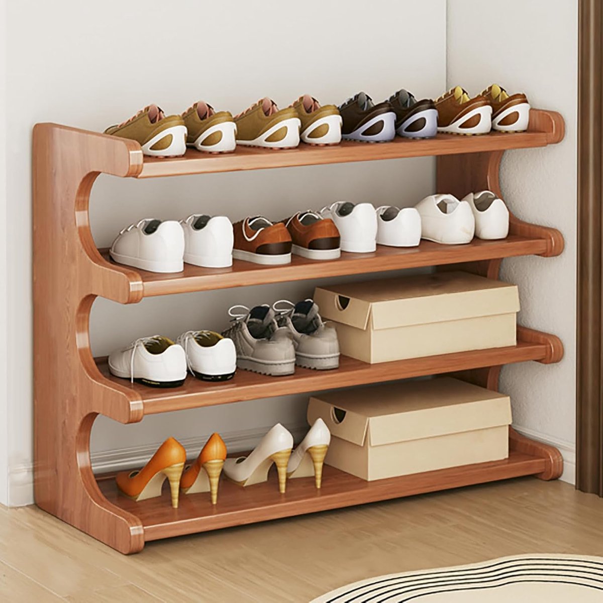 Schoenenrek Bamboe - Opbergplank - Hal Organiseren - Stabiele Constructie - 80 cm Breed - Bruin