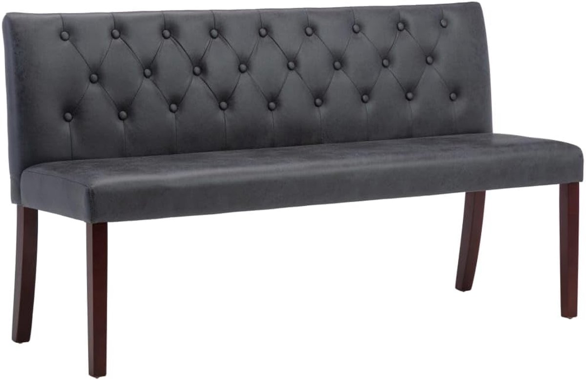 Bankje Kunstsuède - Zitbankje Meubel - Ontspannen Zitten - Gedetailleerd Knoopwerk - 148 cm Lengte - Grijs