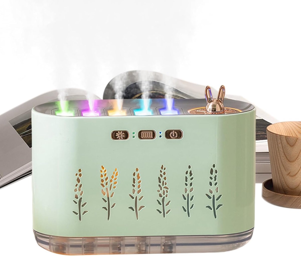 Luchtbevochtiger Kamer - Vernevelaar Diffuser - Slaapkamer Welzijn - 700ml Tank Capaciteit - 18 x 7.1 x 11.5 cm - Groen