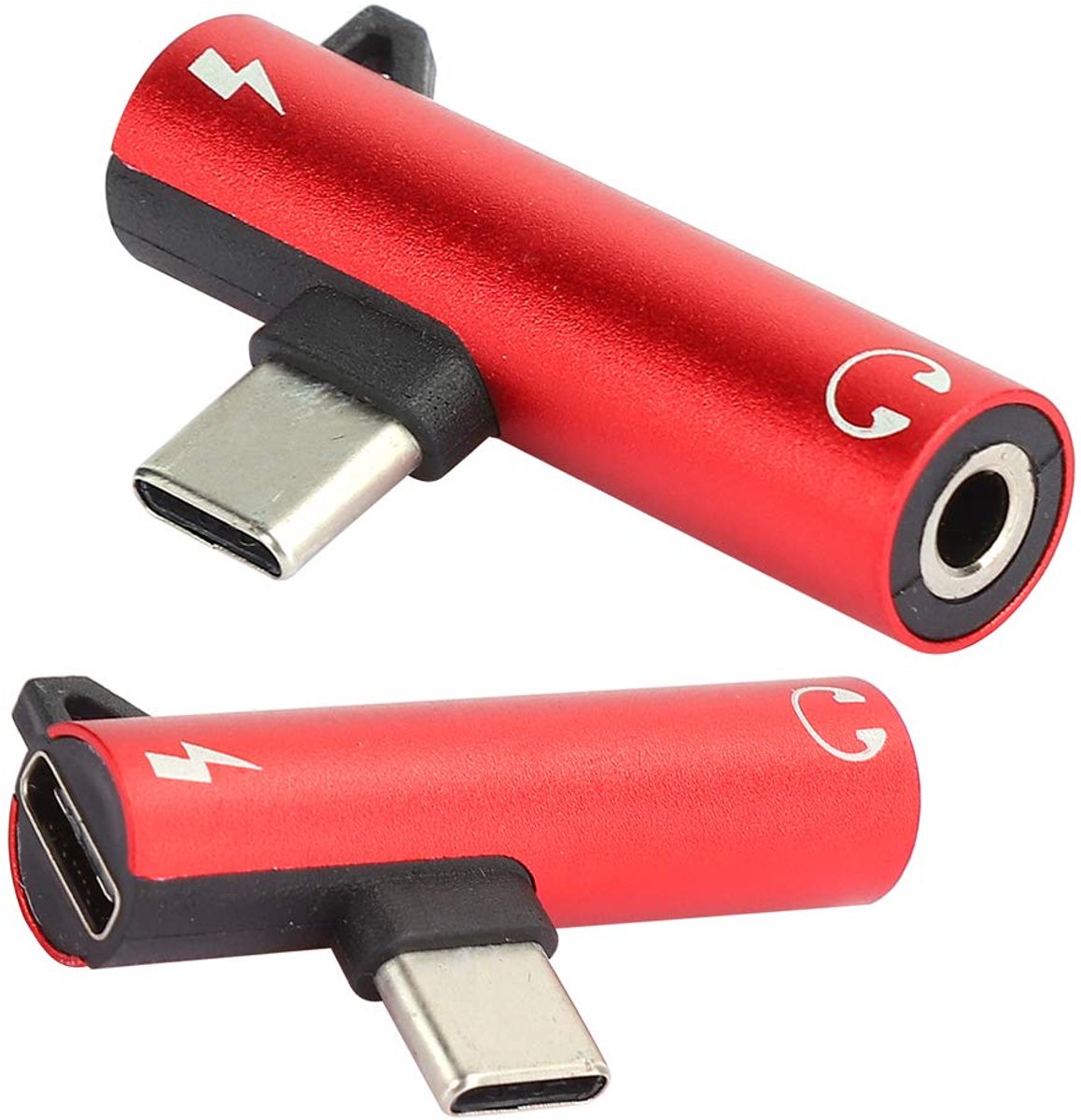 Type C Adapter - Audio Splitter - Muziek Luisteren - 2-in-1 Functie - 9x6x2 cm - Zilver