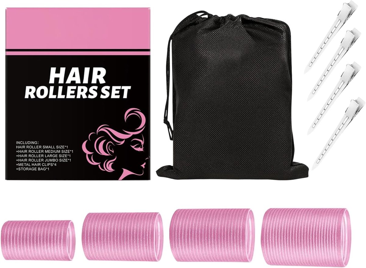 Zelfklevende Krulrollers - Haarrollers Hittevrij - Haar Stijlen - Gezonde Krulvorming - 4 diameters - Niet gespecificeerd