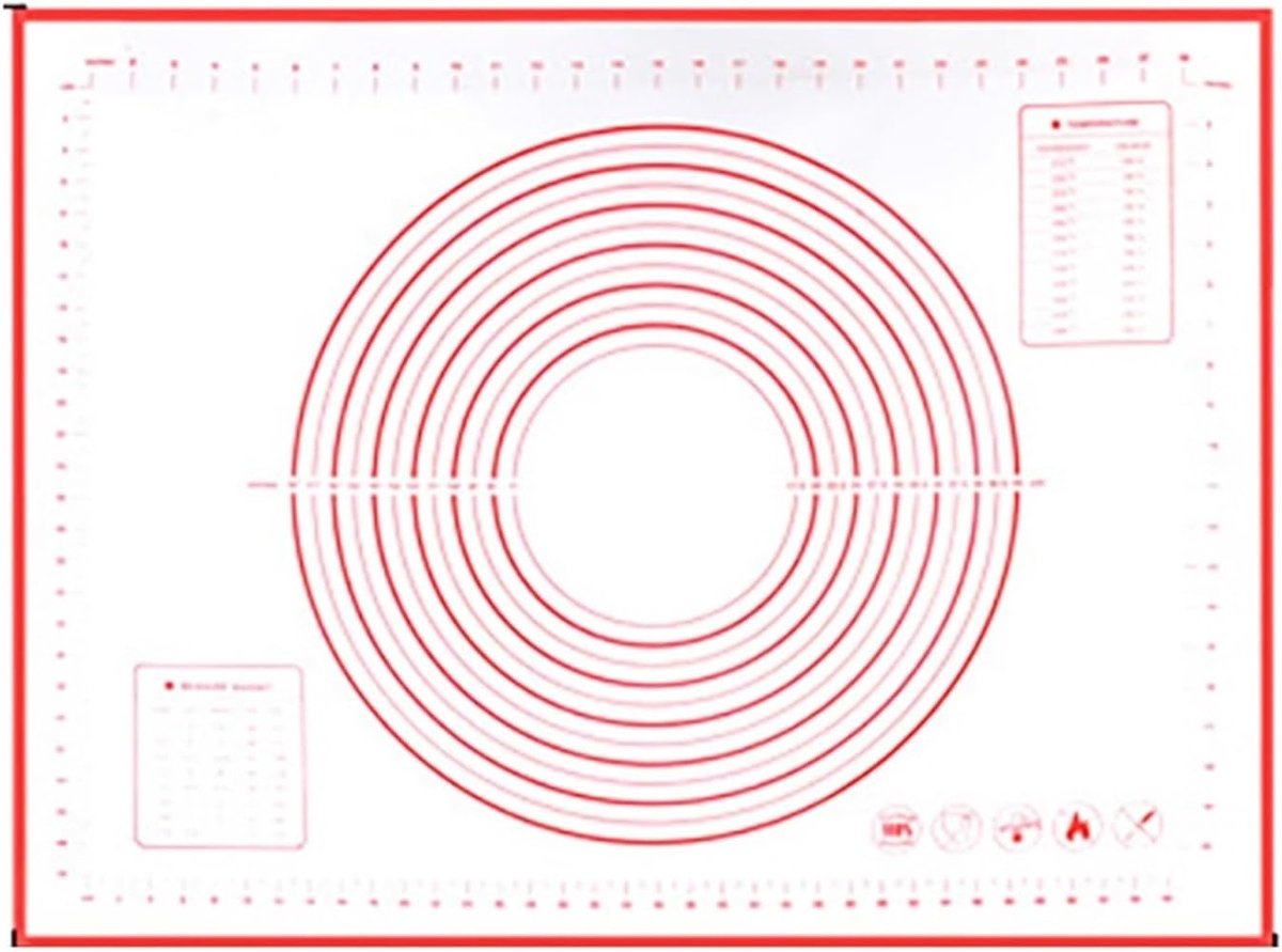 Bakonderlegger Siliconen - Kneedmat Deegmat - Bakken En Uitrollen - Hittebestendig Antiaanbak - 60 x 80 cm - Rood