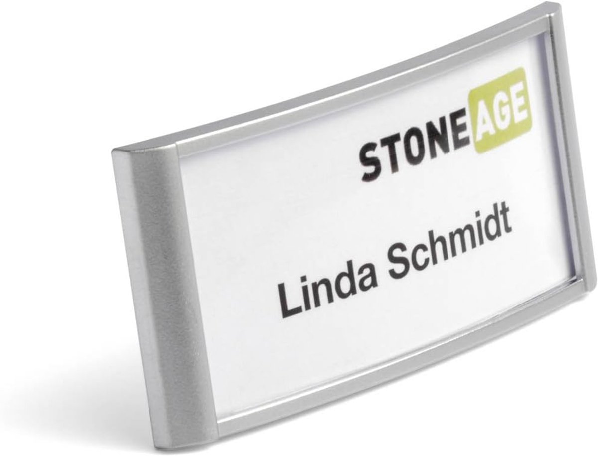 Naambadges Classic - Naamkaartjes Identificatie - Professionele Presentatie - Combi-klem Bevestiging - 34 x 74 mm - Zilverkleurig
