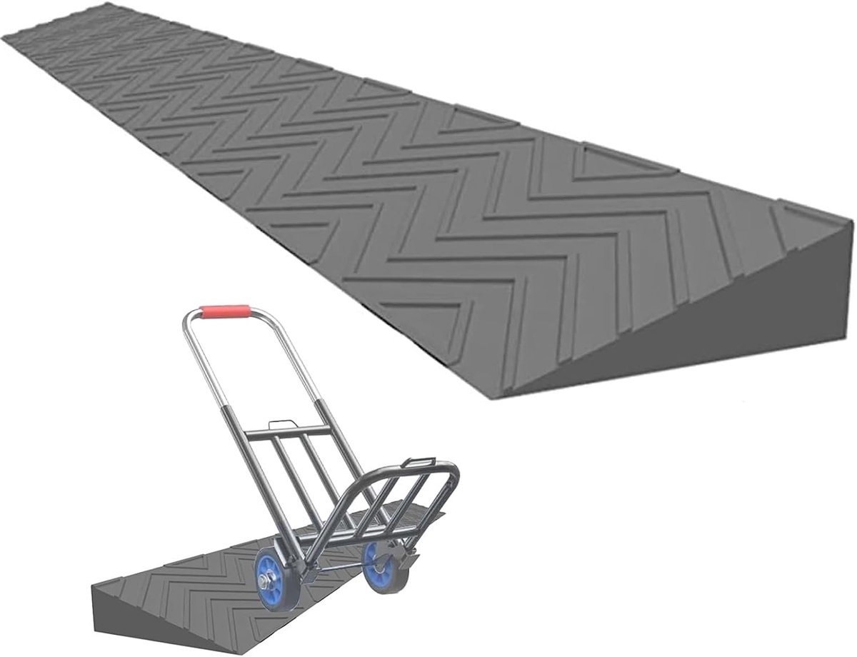 Drempelhelling - Oprijplaat Rolstoel - Obstakels Overbruggen - Antislip Ontwerp - 100x21.5x10cm - Grijs