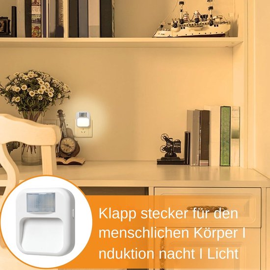 Led Nachtlamp - Bewegingsmelder Lamp - Binnen Oriëntatie - Direct In Stopcontact - 75x28x75mm - Wit — afbeelding 4