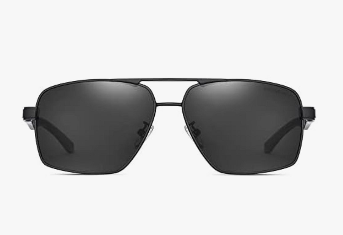 KINGSEVEN 7719 Heren Zonnebril - Rechthoek model - Zwart Metalen Frame met Donkere Lenzen