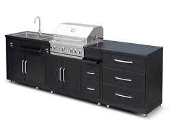 Oviala - 3-delige stalen buitenkeuken met barbecue - Memphis