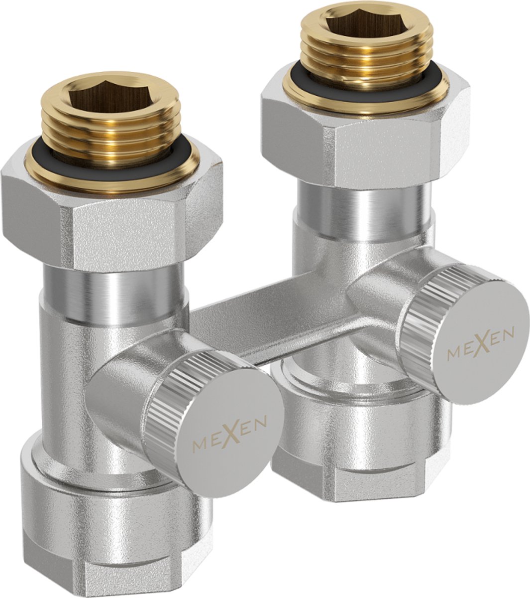Mexen Uni-Term radiatorkraan tweepijps DN50, recht 1/2"x16 mm, nikkel - W912-016-01