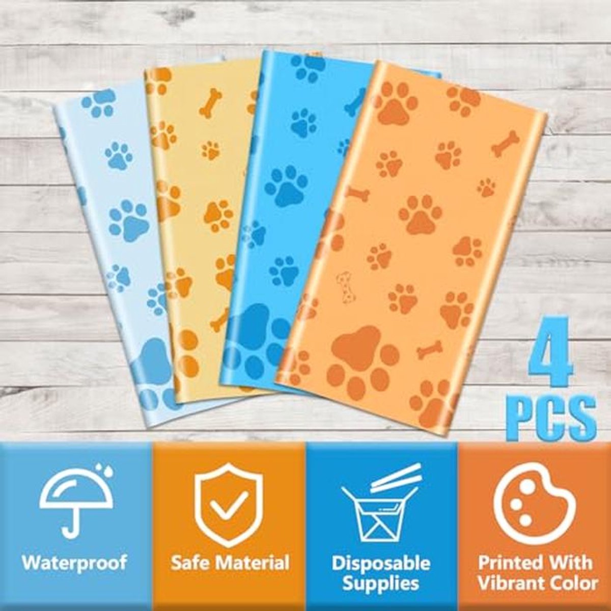 Paw Print Tafelkleden voor Hond Feestdecoratie - 4 Stuks, 130 x 220 cm