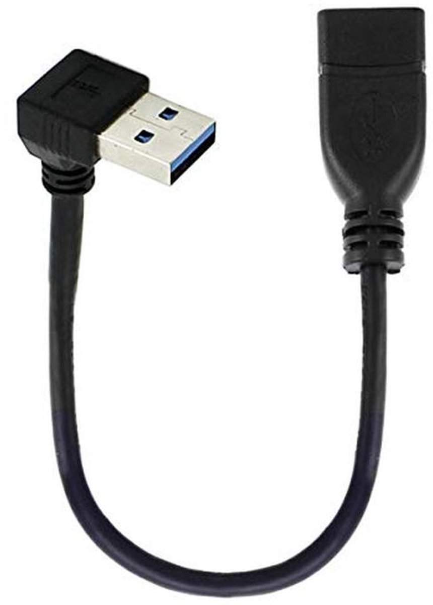 USB 3.0 Type-A Mannelijk naar Vrouwelijke Verlengkabel 20cm - 90 Graden Schuine Connector