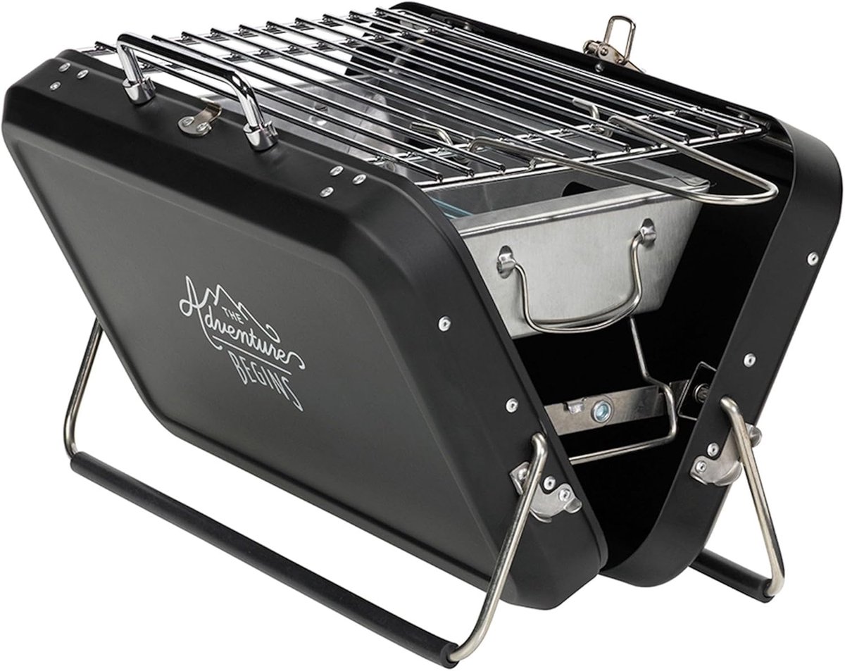 Draagbare grill voor buitenactiviteit in elegant zwart