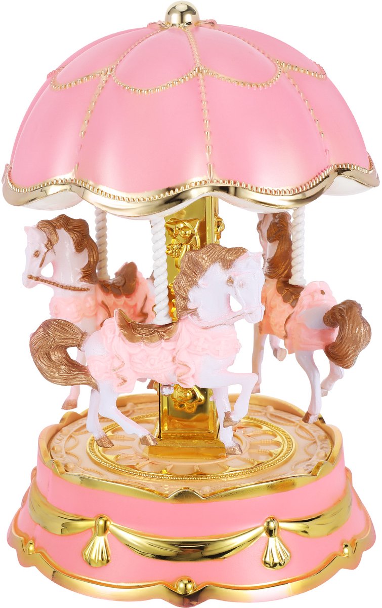 Vintage Carrousel Muziekdoos met Ledverlichting – Draaiend Paardje als Decoratie, Klassiek Tafelstuk, Cadeau voor Kinderen, Ideaal voor Kerst en Verjaardagen