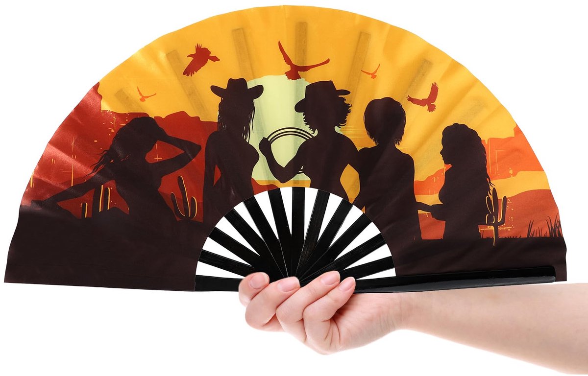 Vouwbare Handventilator - Cowgirl Themed Design - 65 x 33 cm