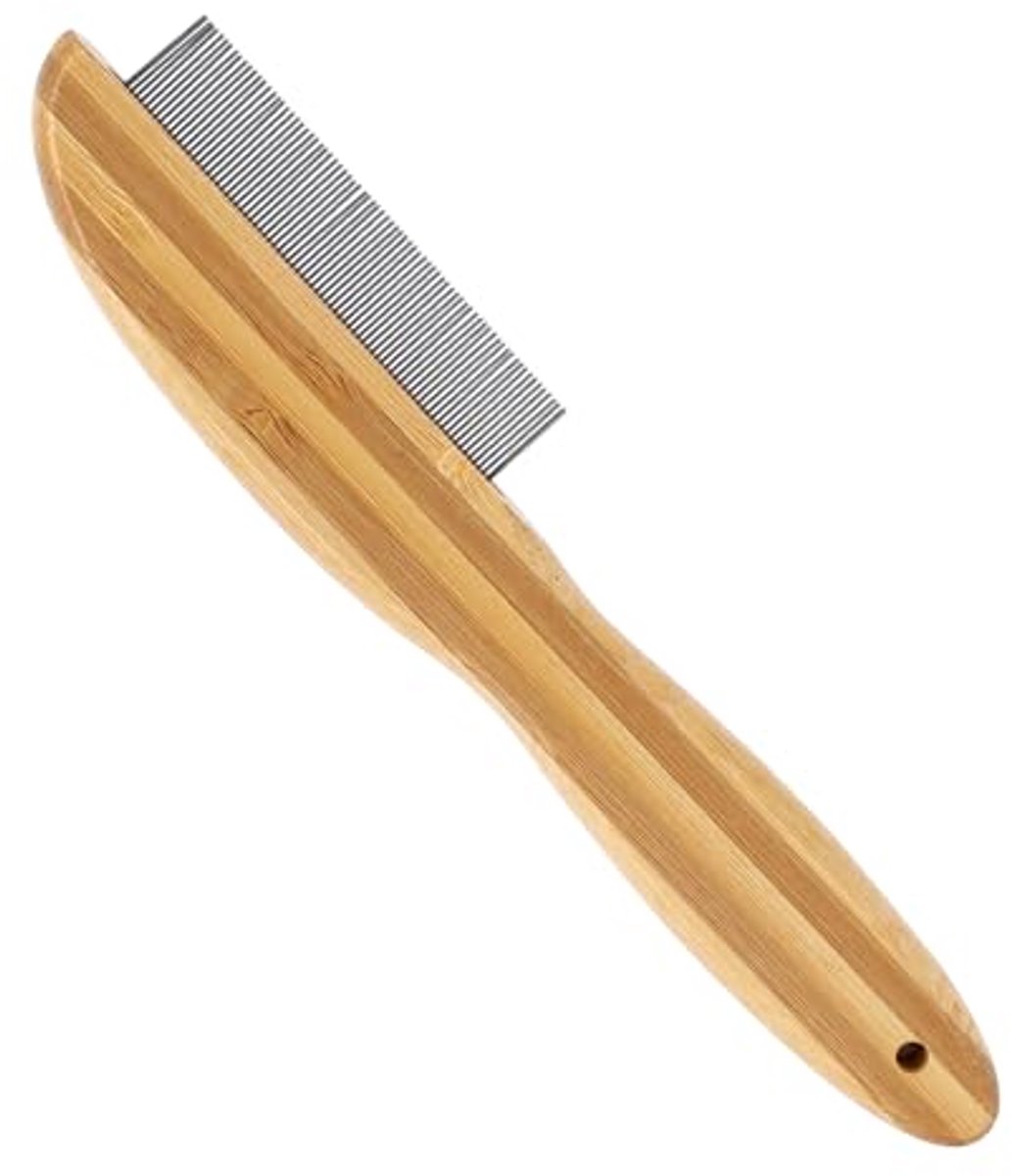 Houten Handgreep Roosveegkam - Extra Fijne Tanden - 22 x 4.5 cm