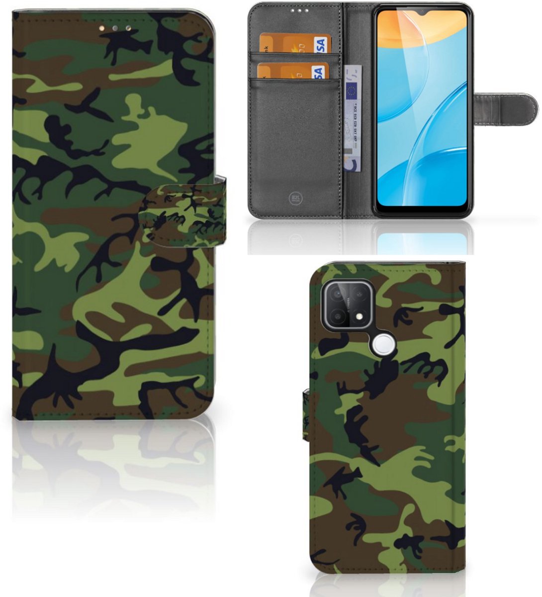 OPPO A15 Telefoon Hoesje Army Dark