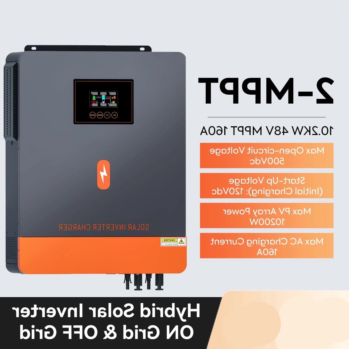 Hybride Zonne-omvormer – Solar Inverter – PV Omvormer – Zonnepaneel Omvormer – Zonne-energie Converter – WiFi Versie – 10,2 kW 48V Systeem – Dubbele MPPT-ingangen
