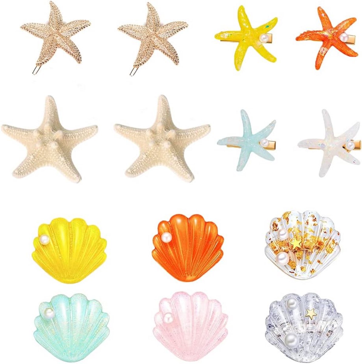 14 Delige Set Zee Ster en Schelp Haarclips voor Dames en Meisjes