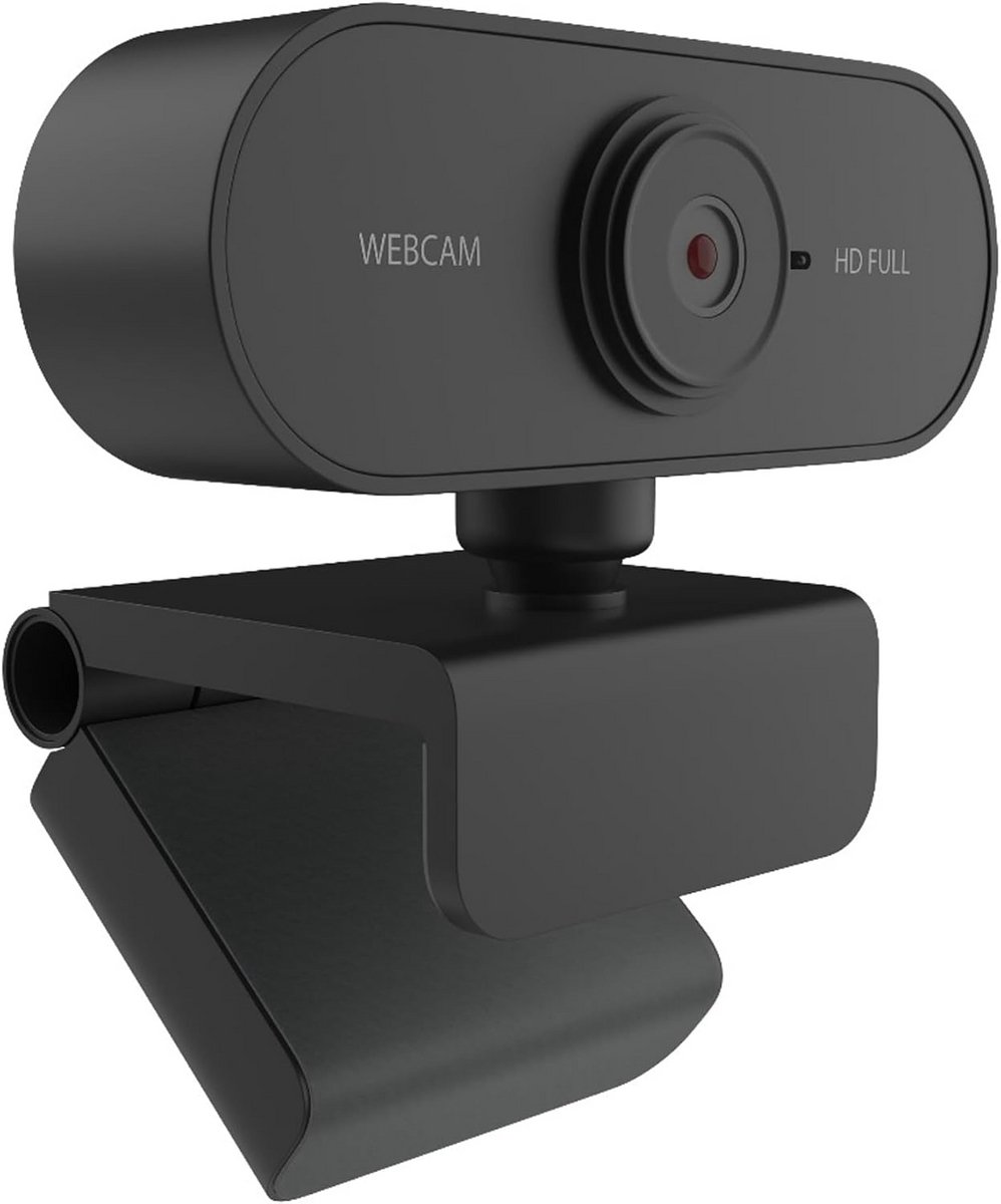 Webcam 1080p HD met Ingebouwde Microfoon - USB Camera voor PC, Laptop en Mac - Plug en Play